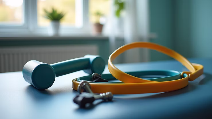 Orthopedic therapy tools and exercise bands used in rehabilitation